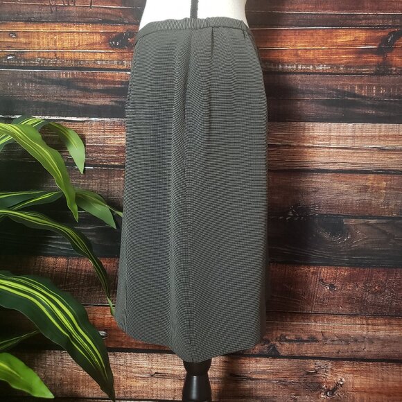 Karen Scott Skirt Size 14 Petite Black Cream Check Lined Zip Back - Picture 4 of 8